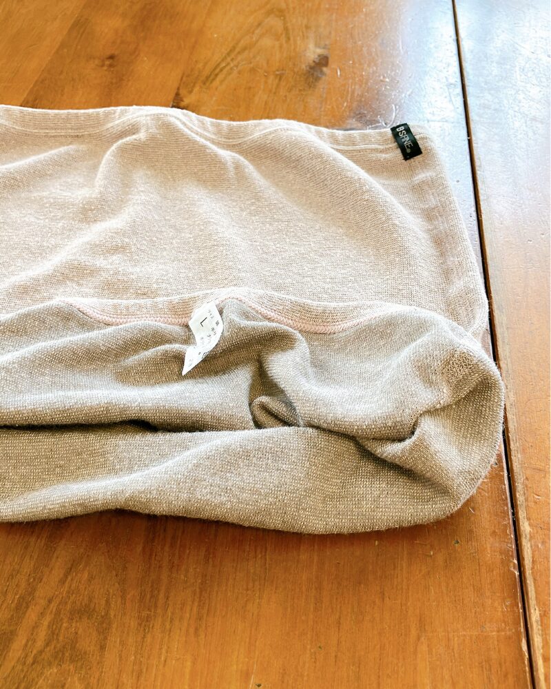 BSファインのプレミアムウエストウォーマーを裏返してタグを写した写真